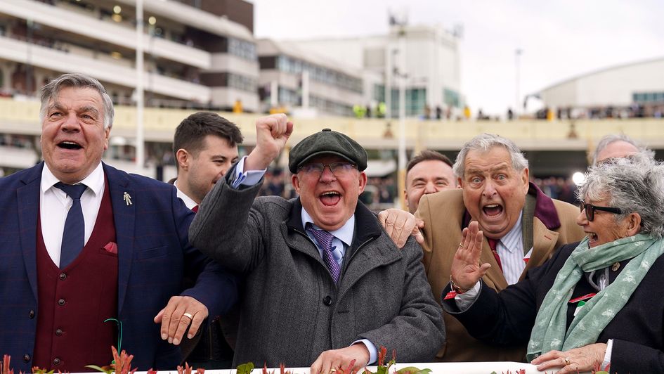 Connections of Monmiral celebrate, along with Sam Allardyce (left)