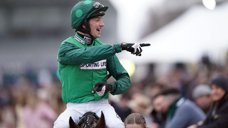 Patrick Mullins celebrates on  Jasmin De Vaux