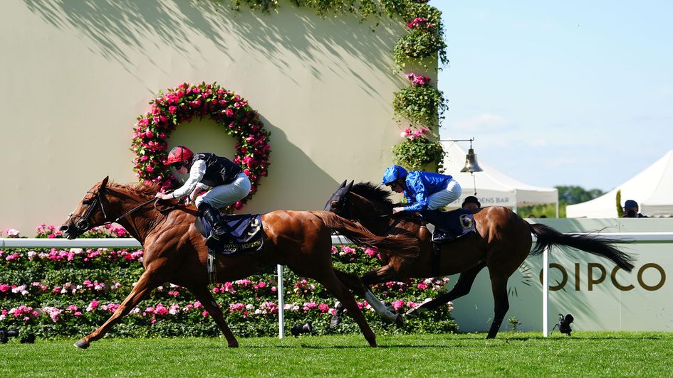 Kyprios, ridden by Ryan Moore, on his way to winning the Gold Cup