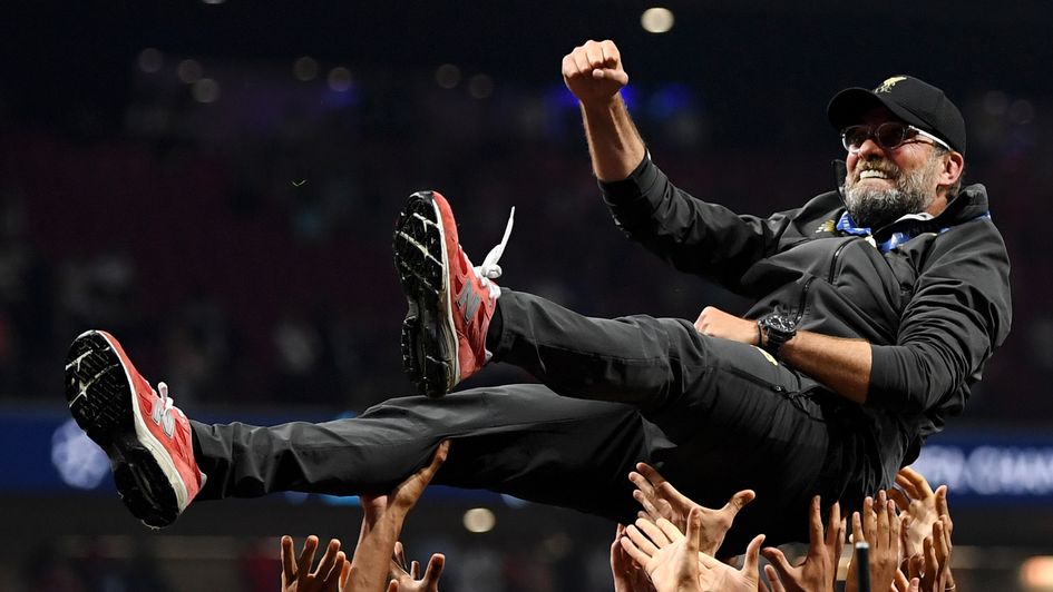 Jurgen Klopp celebrates after guiding Liverpool to the Champions League