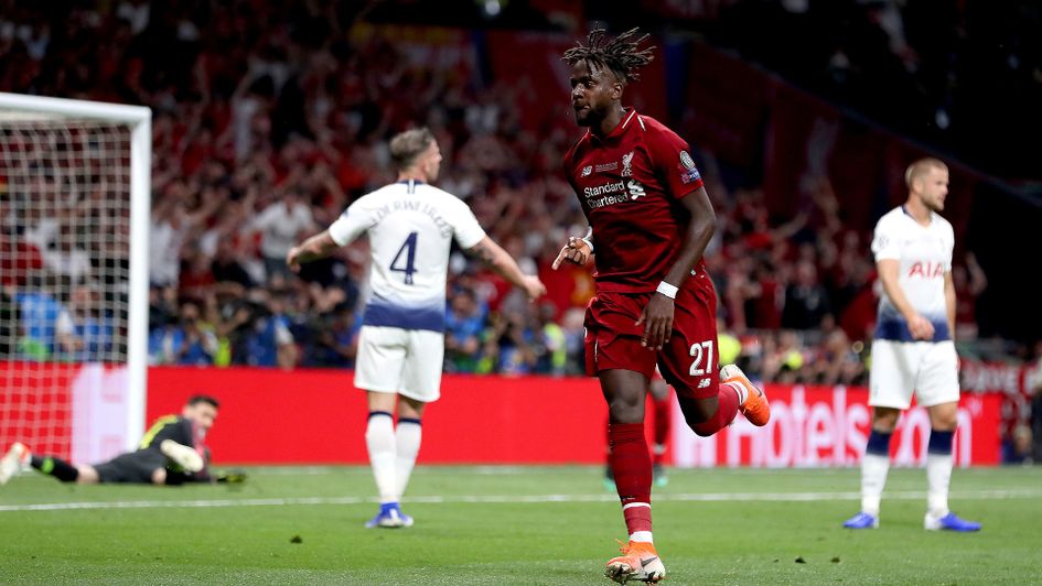 Divock Origi scores the second goal in the Champions League final